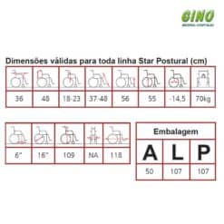 Carrinho Star Postural Tabela