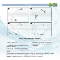 Barra de Apoio Aço Inox Piso e Parede Esquerda WOG