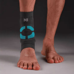 Protetor de Tornozelo Linha PRO Cinza com Azul Turquesa