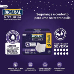 Bigfral Noturna Roupa Íntima Descartável P/M 16 Unidades Pacote Econômico